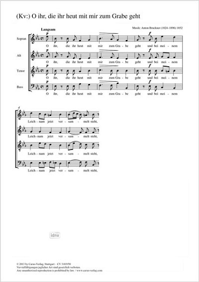 A. Bruckner: O ihr, die ihr heut mit mir zum Grabe Es-Dur WAB 47,1 (1852)