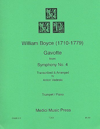 W. Boyce: Gavotte from Symphony no. 4, TrpKlav (KlavpaSt)
