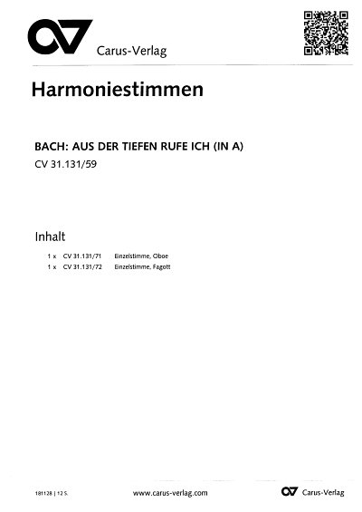 J.S. Bach: Aus der Tiefen rufe ich, Herr, 4GesGchOrch (HARM)