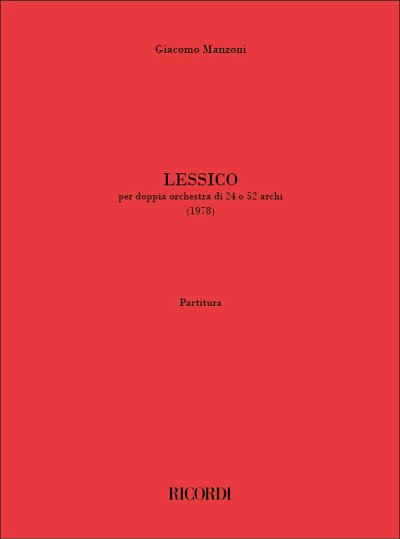 G. Manzoni: Lessico, 2Orch (Part.)