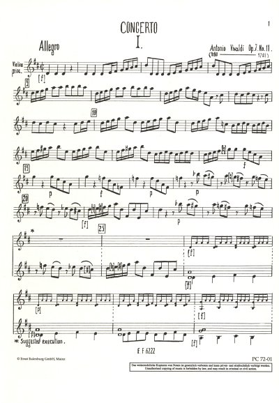 A. Vivaldi: Concerto D-Dur op. 7/11 RV 208, VlStrBc (Vlsolo)