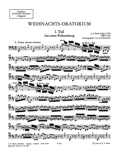 J.S. Bach: Weihnachts-Oratorium BWV 2, 4GesGchOrch (VcFagKb)