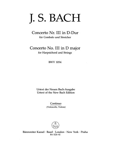 J.S. Bach: Concerto Nr. III D-Dur BWV 1054, CembStro (VcKb)