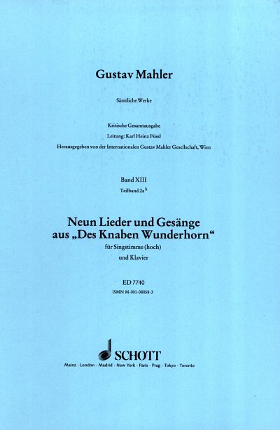 G. Mahler: Sämtliche Werke Band XIII, 2ah, GesKlav