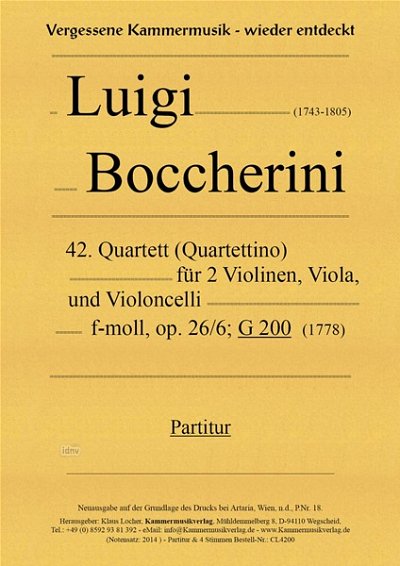L. Boccherini: Quartett f-Moll Nr. 42 op. 26,6, 4Str (Pa+St)