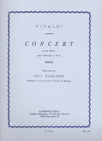 A. Vivaldi: Concert En Mi Mineur, VcKlav (KlavpaSt)