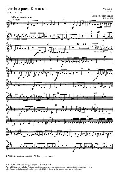 G.F. Händel: Laudate pueri HWV 237, GesSGchOrch (Vl3)
