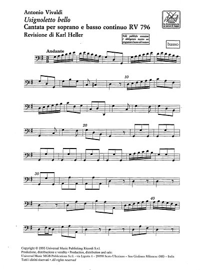 A. Vivaldi: Cantate per Soprano e Contra, GesKamens (Stsatz)