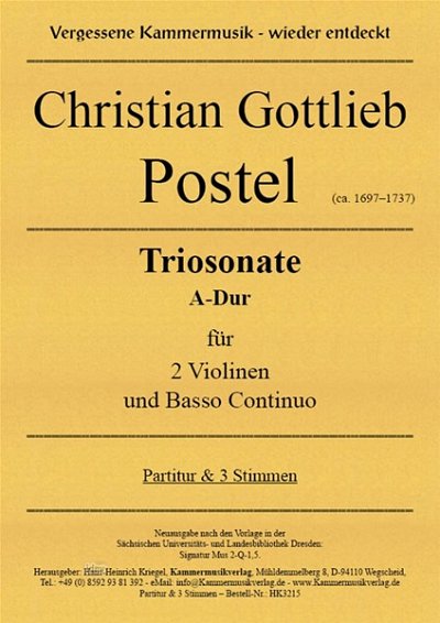 P.C. Gottlieb: Triosonate A-Dur, 2VlKb (Pa+St)