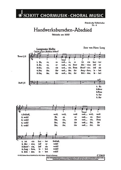 DL: H. Lang: Fränkische Volkslieder, Mch4 (Chpa)