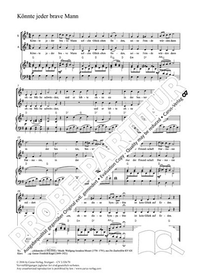 DL: W.A. Mozart: Könnte jeder brave Mann G-Dur (Part.)