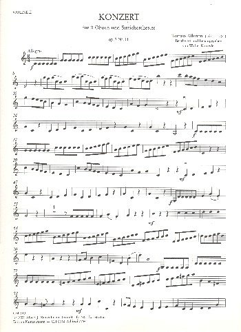 T. Albinoni: Concerto für 2 Oboen C-Dur op. 7/11 (Vl2)