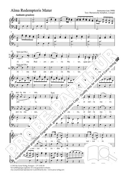 DL: A.(. Orgelbuch),: Alma redemptoris mater F-Dur (Part.)