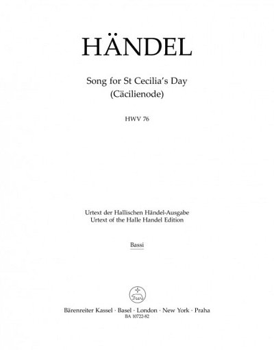 G.F. Händel: Song for St Cecilia´s Day H, 4GesGchOrch (VcKb)