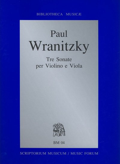 P. Wranitzky: Tre Sonate per Violino e Viola, VlVla (Sppa)