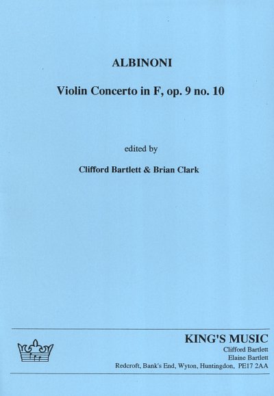 T. Albinoni: Concerto F-Dur Op 9/10, VlStrBc (Part.)