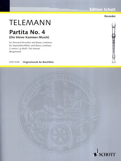 G.P. Telemann: Partita 4 G-Moll Originalmusik Fuer Blockfloe