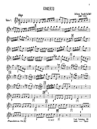A. Vivaldi: Concerto D-Dur op. 7/11 RV 208, VlStrBc (Vl1)