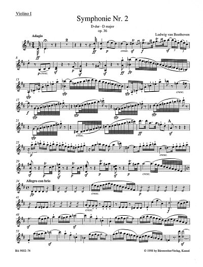 L. v. Beethoven: Symphonie Nr. 2 D-Dur op. 36, Sinfo (Vl1)