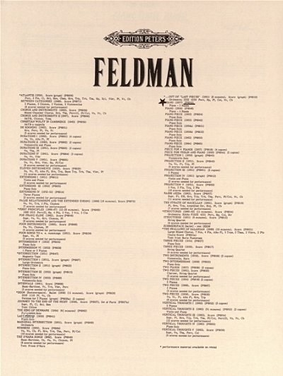 M. Feldman: Piano Three Hands