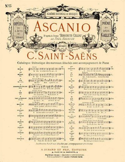 C. Saint-Saëns: Ascanio Opera en 5 Actes et 7 Tableaux no 13