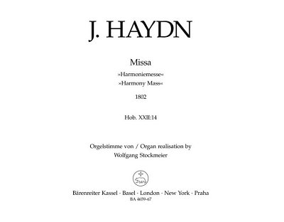 J. Haydn: Missa B-Dur Hob.XXII:14, 4GesGchOrchO (Org)