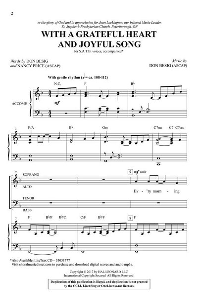 D. Besig y otros.: With a Grateful Heart and Joyful Song