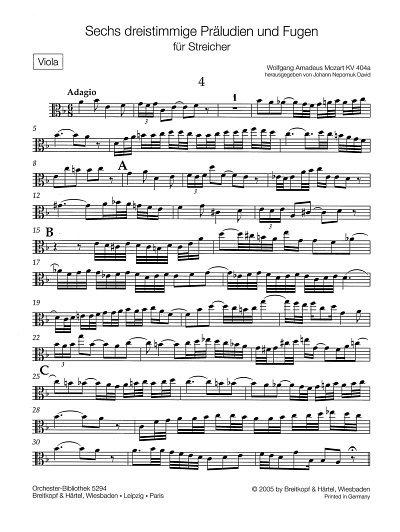 W.A. Mozart: 6 Dreistimmige Praeludien + Fugen Kv 404a Nr 4-