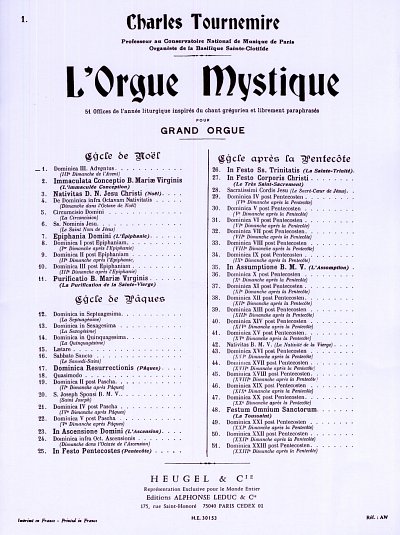 C. Tournemire: L'Orgue mystique Vol.1