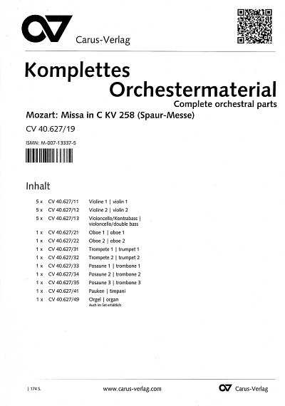 W.A. Mozart: Missa in C KV 258, 4GesGchOrch (Stsatz)