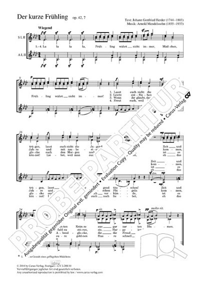 A. Mendelssohn: Der kurze Frühling As-Dur op. 42,7