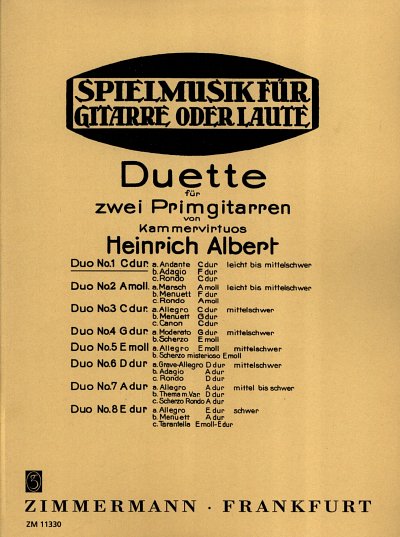 H. Albert: Acht Duette für 2 Primgitarren, Nr. 1