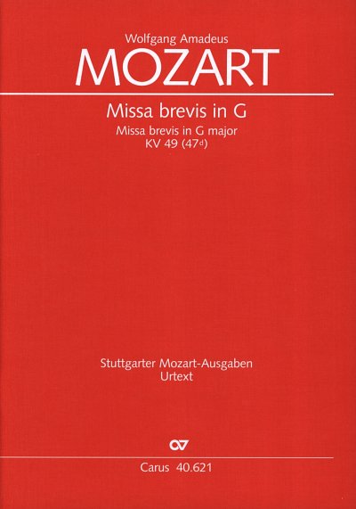 W.A. Mozart: Missa brevis in G , 4GesGchOrch (Part.)