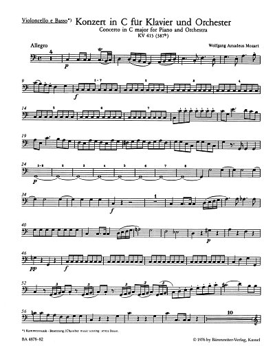 W.A. Mozart: Konzert Nr. 13 C-Dur KV 415 (3, KlavOrch (VcKb)