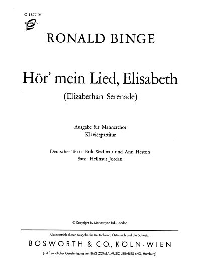 R. Binge: Hör' mein Lied, Elisabeth, Mch4Klav (Klavpa)