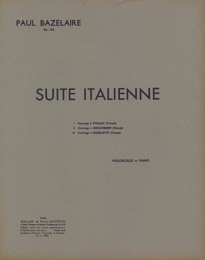 P. Bazelaire: Suite italienne op. 122, VcKlav