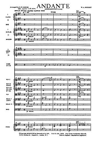Andante From Quintet K614, Sinfo (Bu)