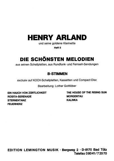 H. Arland: Die schönsten Melodien 2, Klr/TrpSxB