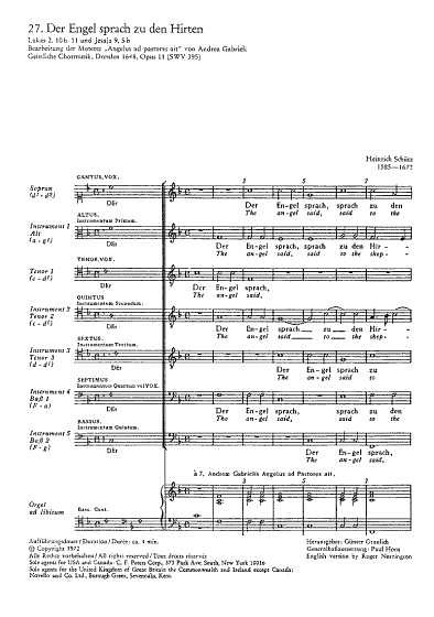 A. Gabrieli: Der Engel sprach zu den Hirten F-Dur SWV 395 (op. 11, 27) (1648)