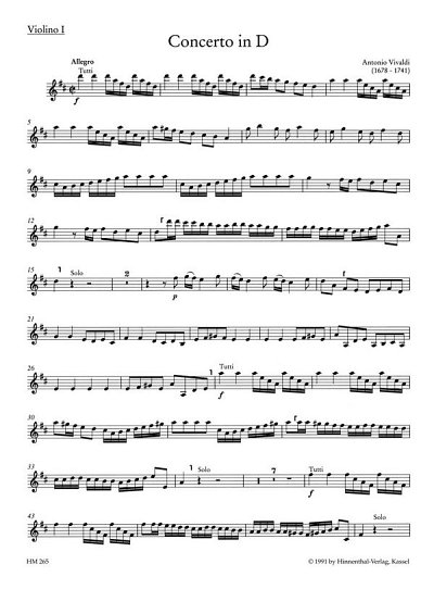 A. Vivaldi: Konzert für Querflöte, Streicher und Basso (Vl1)