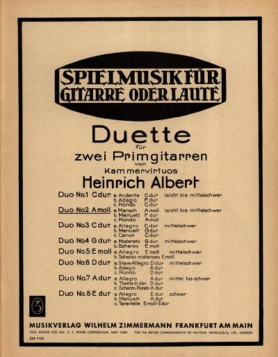 H. Albert: Acht Duette für 2 Primgitarren, Nr. 2