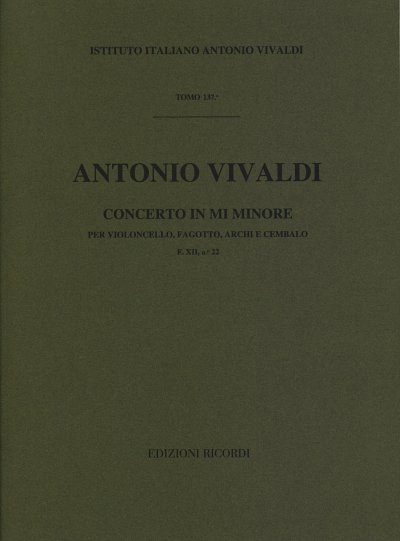 A. Vivaldi: Concerto per Violoncello, Fa, VcFagStrBc (Part.)
