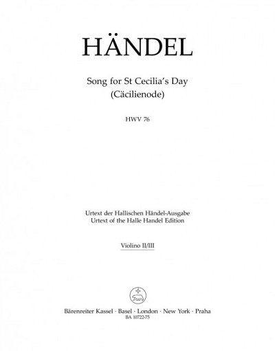 G.F. Händel: Song for St Cecilia´s Day , 4GesGchOrch (Vl2,3)