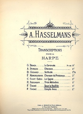 F. Thomé: Sous La Feuillee Harpe  (Part.)