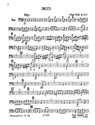 A. Vivaldi: Concerto D-Dur op. 7/11 RV 208, VlStrBc (Vla)