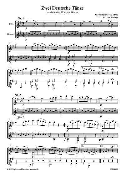 DL: J. Haydn: Zwei Deutsche Taenze bearbeitet fuer Floete un