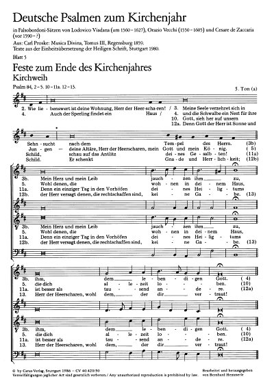 Vier Deutsche Psalmen zum Ende des Kirchenjahres von Viadana