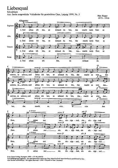 M. Reger: Liebesqual C-Dur , 3 (1899)
