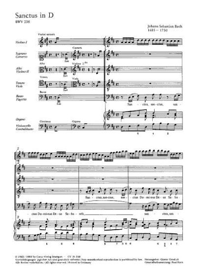 J.S. Bach: Sanctus in D BWV 238, Gch4Baro (Part.)