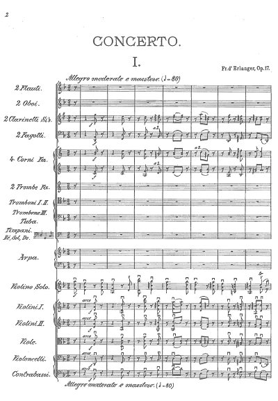 F.A. d'Erlanger: Violinkonzert d-Moll op. 17, VlOrch (Stp)
